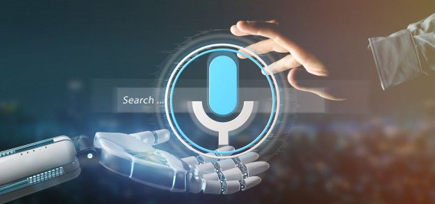 Pesquisa por voz no Google: uma nova era para o marketing digital mao de ciborgue segurando um sistema de pesquisa ocal com renderizacao de botao e icone 3d 110893 852