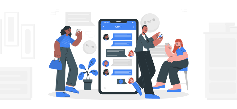 arte ilustrativa remetendo ao WhatsApp Business API