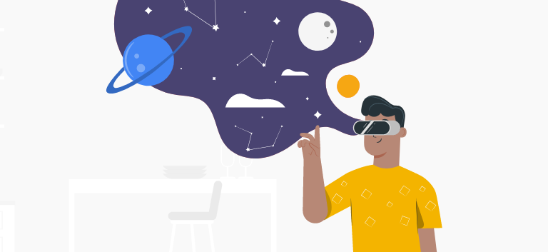 Avatar com óculos de realidade aumentada