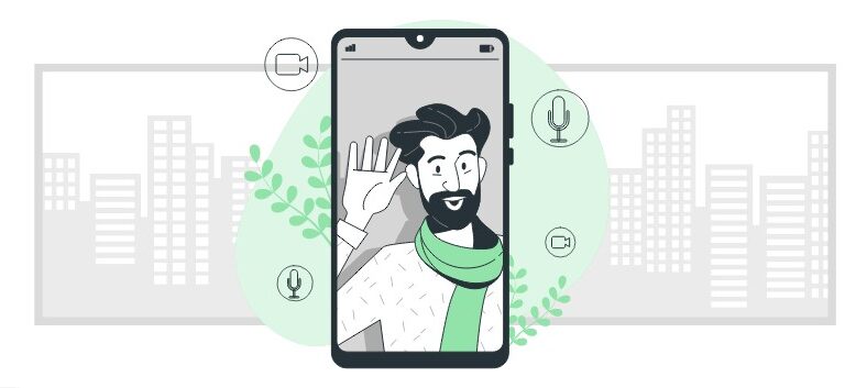 Homem aparecendo na tela do Smartphone